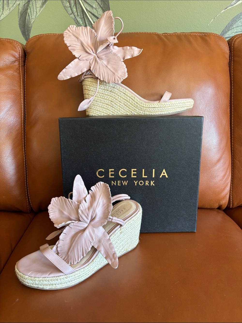 CECELIA NEW YORK Blush Pink Floral Espadrille Wedge Sandals